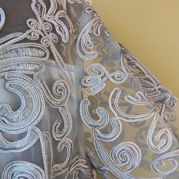 The Soulmates Soutache Lace Women's 2X Gray-Blue Evening Dress is a stunning gow - Picture 9 of 14